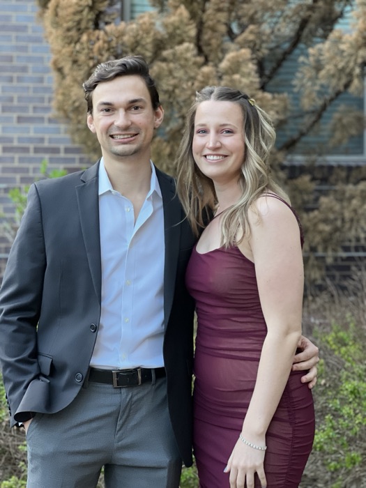 Michal and Austin dressed up for an evening